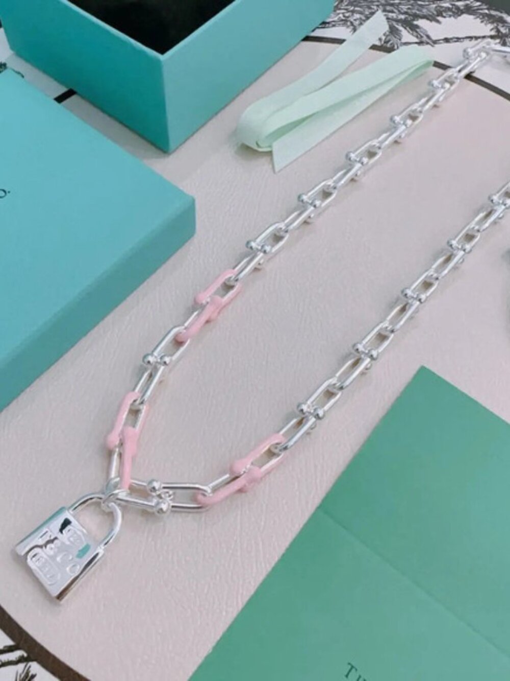 Tiffany & Co. Silver Key Lock Necklace